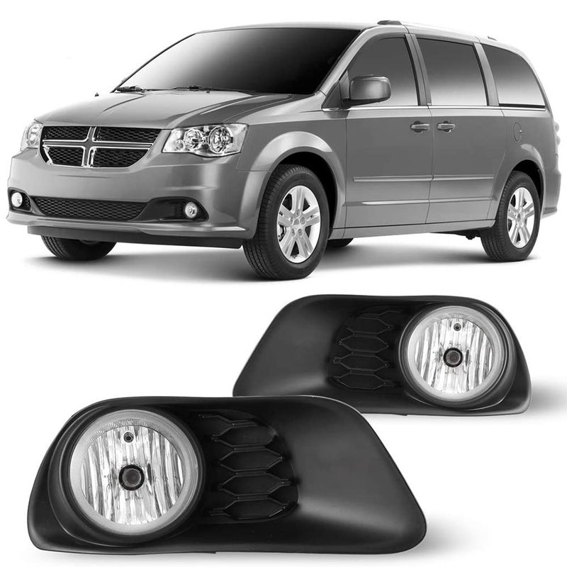 CPW Fog Lights Assembly Compatible with [2011-2020 Dodge Grand Caravan] Fog Lamp Replacement Fog Lights + Switch + Wiring Kit - Image 1